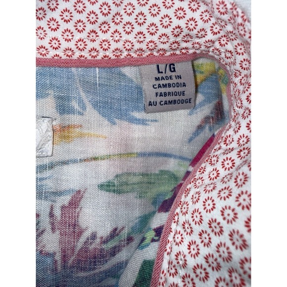 Tommy Bahama Mens LG All Over Floral Hawaiian Button Up LS Linen Blend Resort - Picture 5 of 10